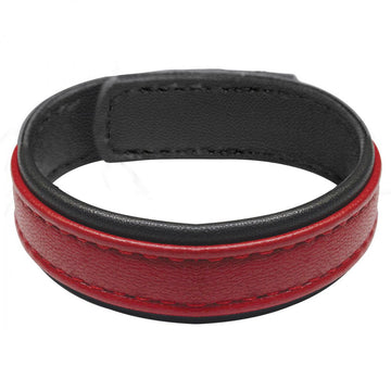 "Leather and Velcro Cock Ring - Red STR-AH013-RED"
