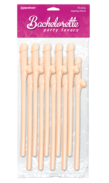 "Bachelorette Party Favors - Dicky Sipping Straws - Light - 10 Piece PD6203-01"