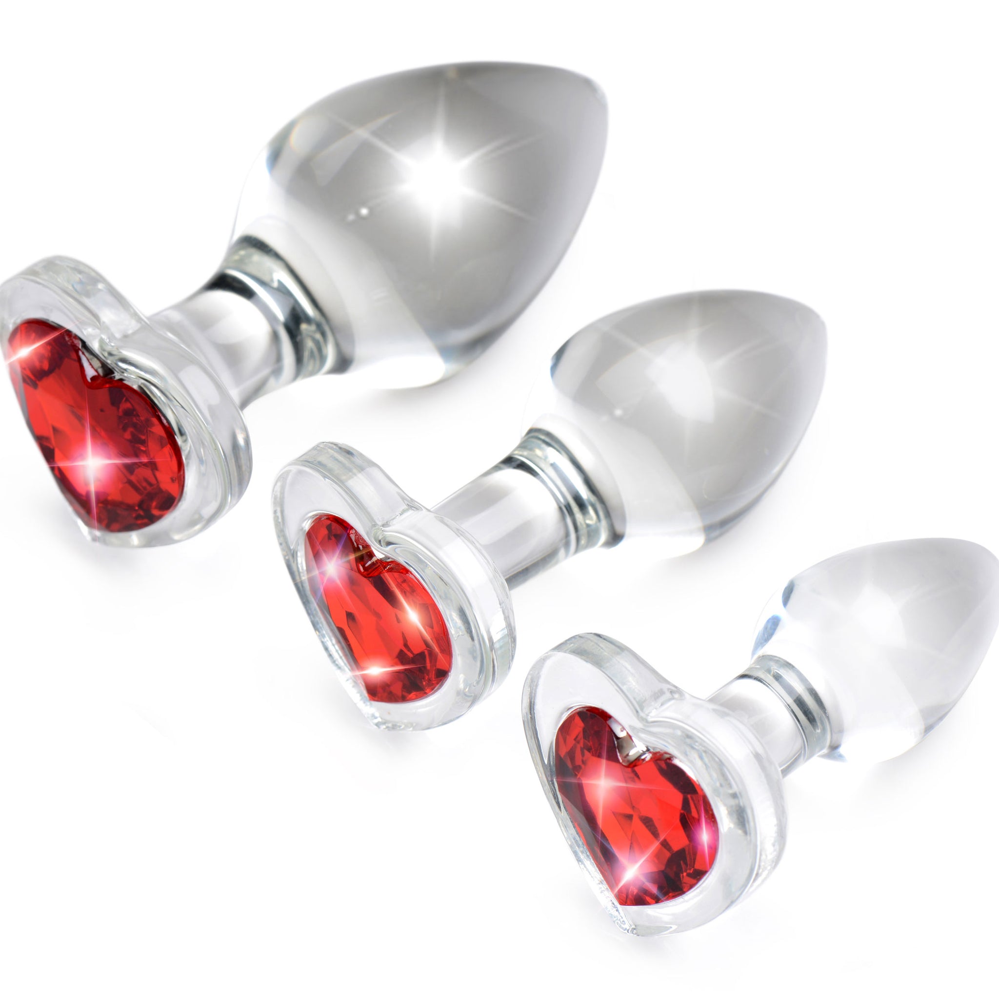 "Red Heart Gem Glass Anal Plug Set BTYS-AG433"