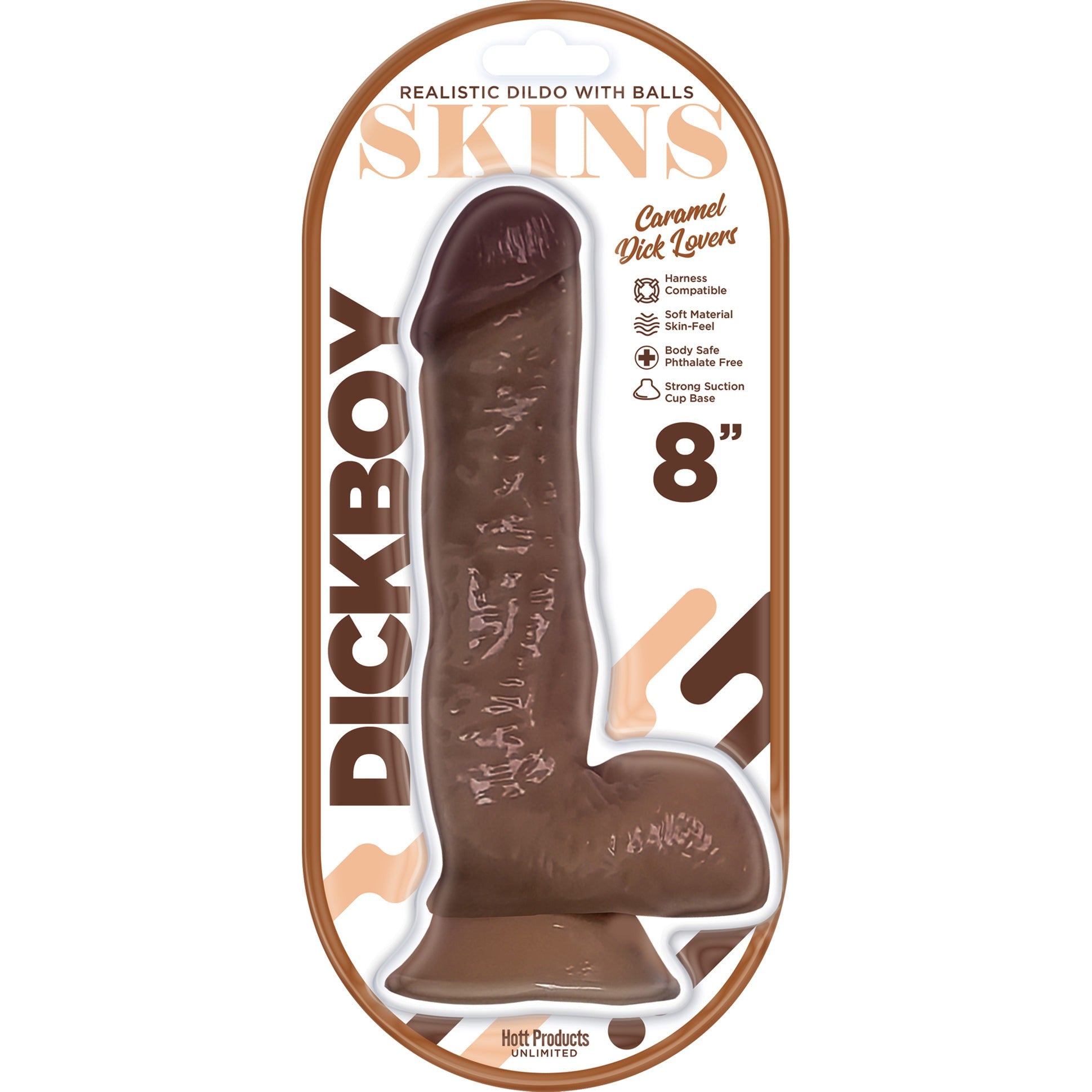 Dickboy - Skins - Dildo With Balls  - 8 Inch -  Caramel Dick Lover HP3367